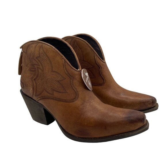 Ariat Layla Western Ankle Boots Naturally Distressed Tan 7B Medium Leather NIB - Picture 3 of 15